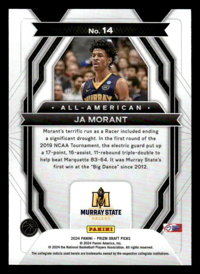 2024 Panini Prizm Draft Picks #14 Ja Morant All-American Murray St - Basketball Card Single