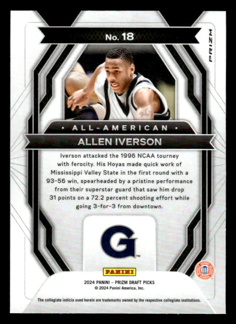 2024 Panini Prizm Draft Picks #18 Allen Iverson All-American Prizm Silver Hoyas - Basketball Card Single