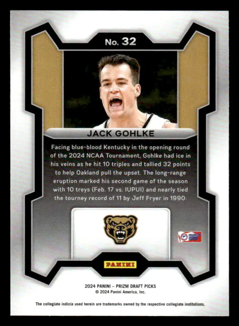 2024 Panini Prizm Draft Picks #32 Jack Gohlke - Basketball Card Single