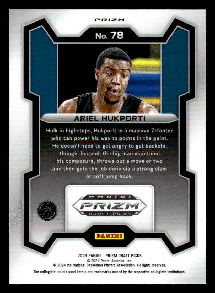 2024 Panini Prizm Draft Picks #78 Ariel Hukporti Prizms Green - Basketball Card Single