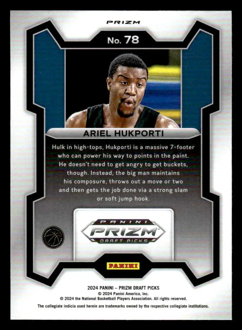 2024 Panini Prizm Draft Picks #78 Ariel Hukporti Prizms Green - Basketball Card Single
