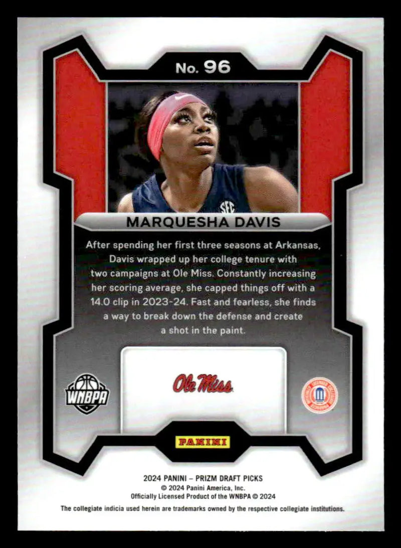 2024 Panini Prizm Draft Picks #96 Marquesha Davis - Basketball Card Single