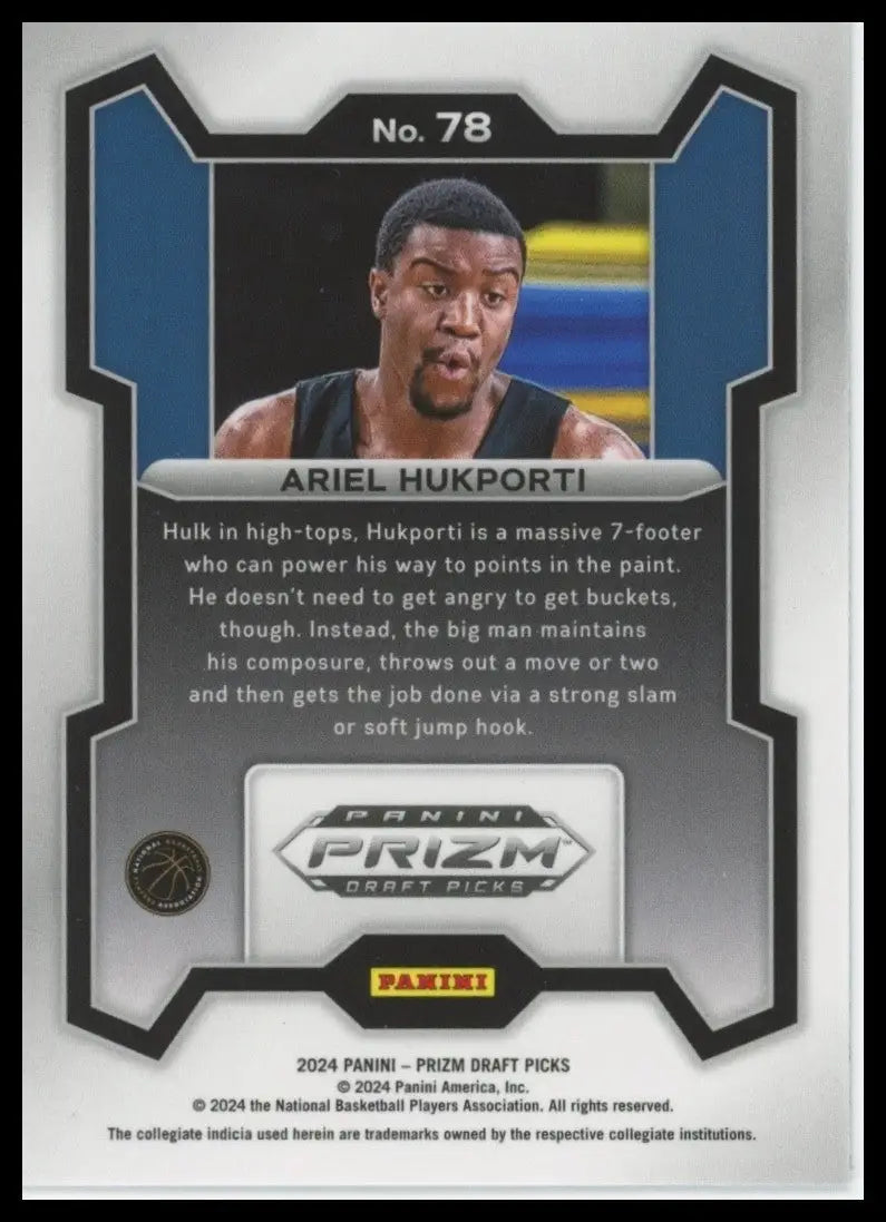 2024 Panini Prizm Draft Picks Ariel Hukporti #78 Rookie Basketball Card NCAA - Basketball Card Single