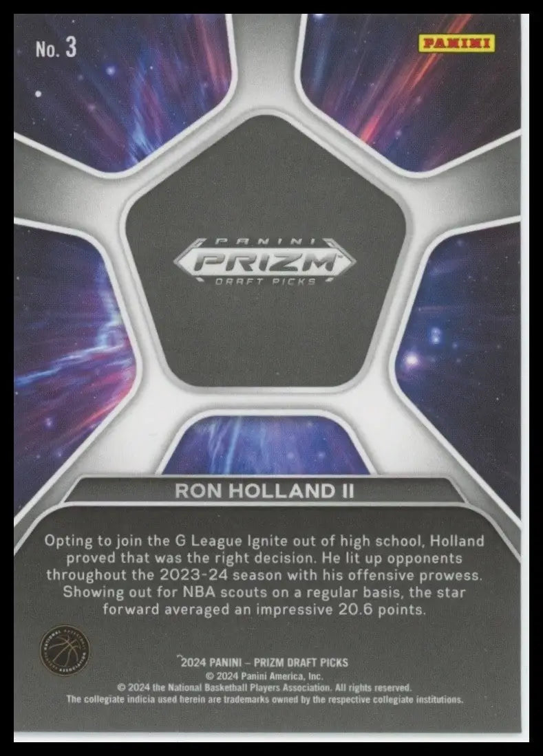2024 Panini Prizm Draft Picks Deep Space Ron Holland II Rookie #3 Basketball - Basketball Card Single
