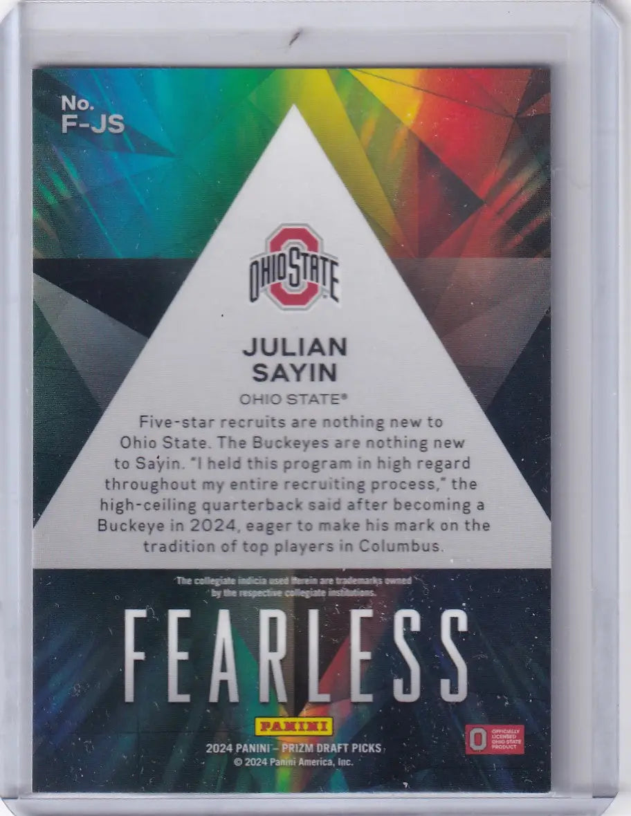 2024 Panini Prizm Draft Picks Fearless #F-JS Julian Sayin - Ohio State Buckeyes