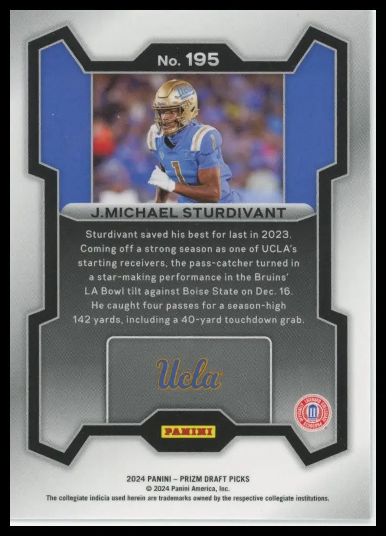 2024 Panini Prizm Draft Picks J. Michael Sturdivant 195 UCLA Bruins - Football Card Single