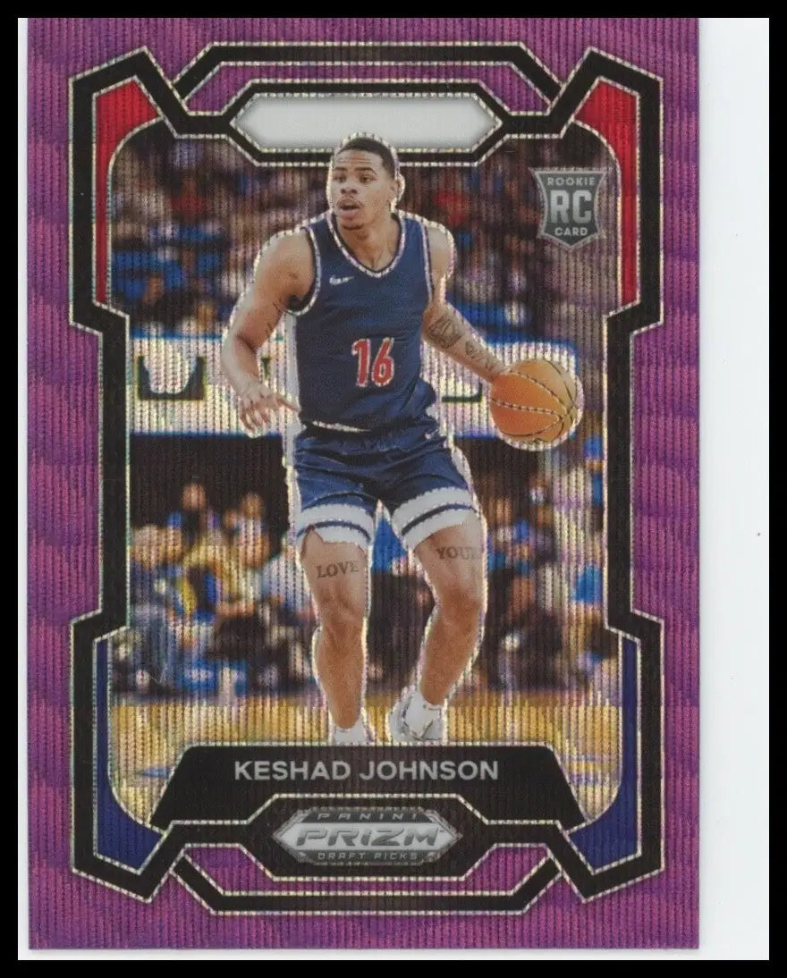 2024 Panini Prizm Draft Picks Purple Wave Keshad Johnson Rookie #66 Basketball