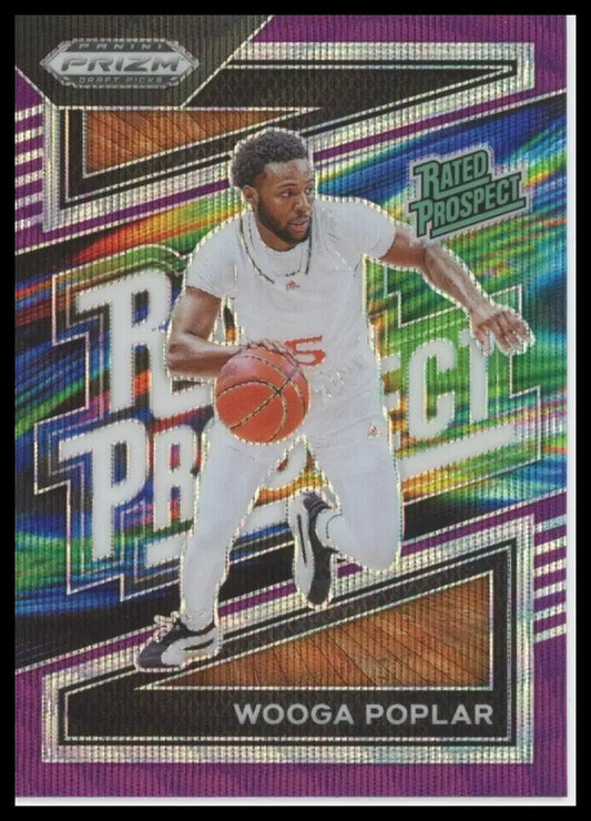 2024 Panini Prizm Draft Picks Rated Prospect Purple Wave Wooga Poplar #20 Card