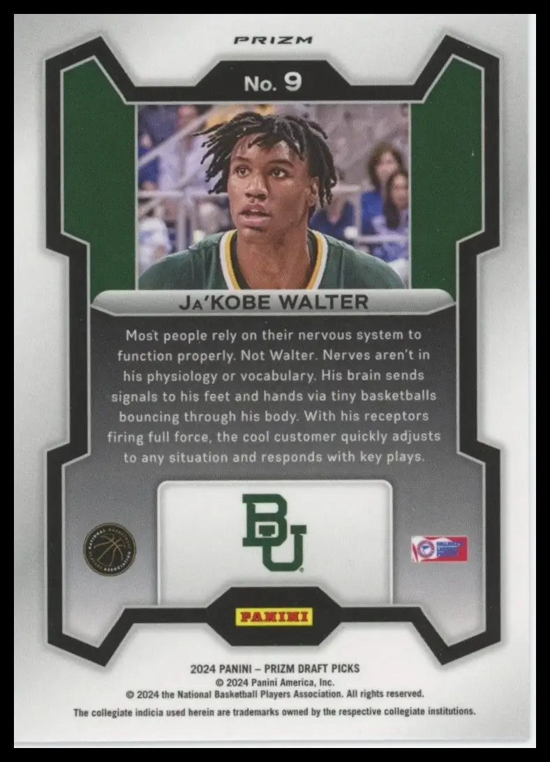 2024 Panini Prizm Draft Picks Red Cracked Ice #9 JaKobe Walter Rookie Baylor - Basketball Card Single