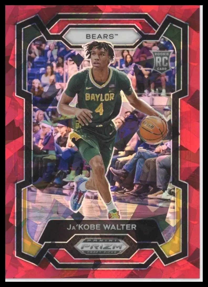 2024 Panini Prizm Draft Picks Red Cracked Ice #9 JaKobe Walter Rookie Baylor - Basketball Card Single