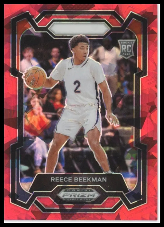 2024 Panini Prizm Draft Picks Red Ice Reece Beekman Rookie #83 Basketball Card