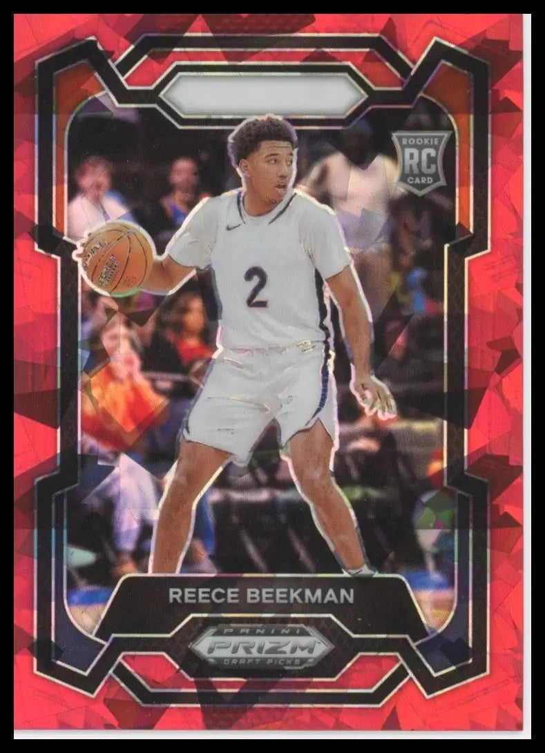 2024 Panini Prizm Draft Picks Red Ice Reece Beekman Rookie #83 Basketball Card