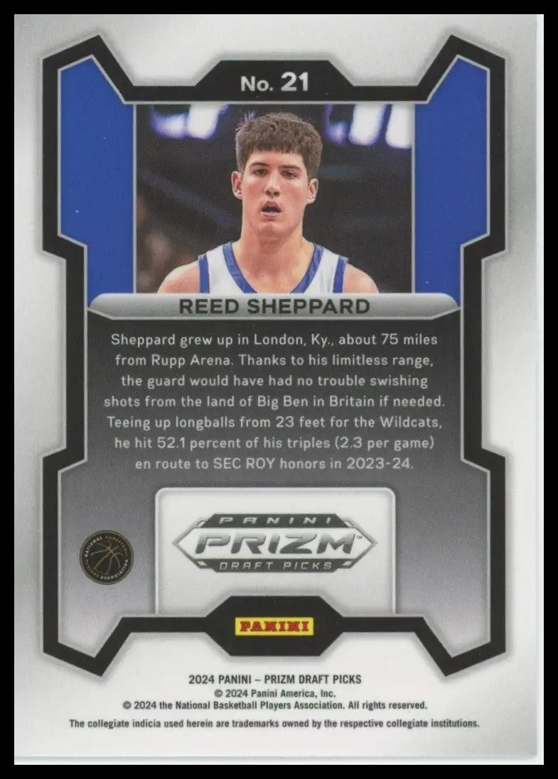 2024 Panini Prizm Draft Picks Reed Sheppard #21 Rookie Basketball Card NCAA - Basketball Card Single