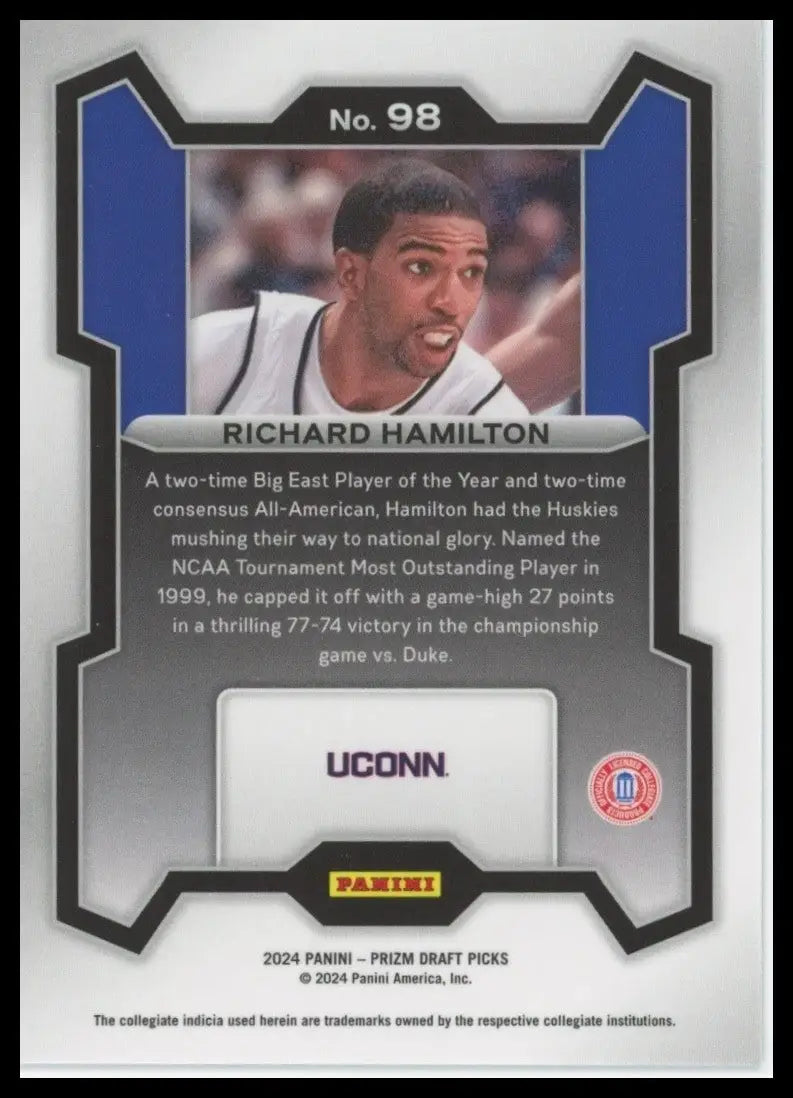 2024 Panini Prizm Draft Picks Richard Hamilton #98 Uconn Huskies Basketball Card - Basketball Card Single