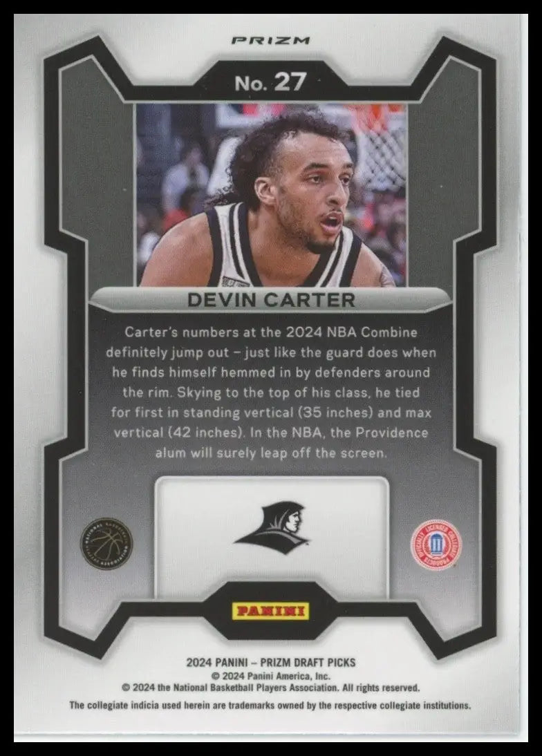 2024 Panini Prizm Draft Picks Silver Devin Carter Rookie #27 Providence Friars - Basketball Card Single