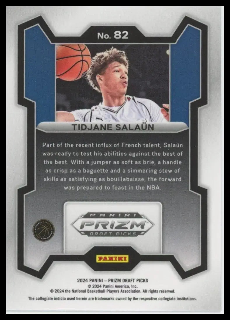 2024 Panini Prizm Draft Picks Tidjane Salaun #82 Rookie Basketball Card NCAA - Basketball Card Single
