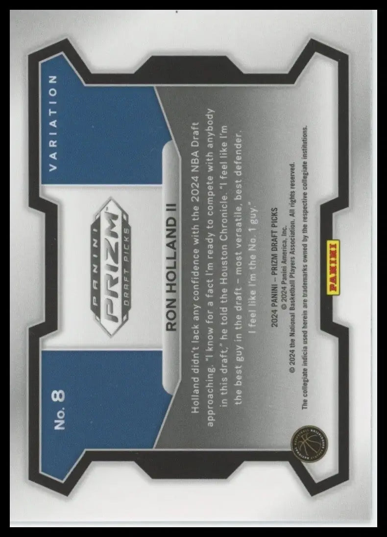 2024 Panini Prizm Draft Picks Variation Ron Holland II Rookie #8 Basketball Card