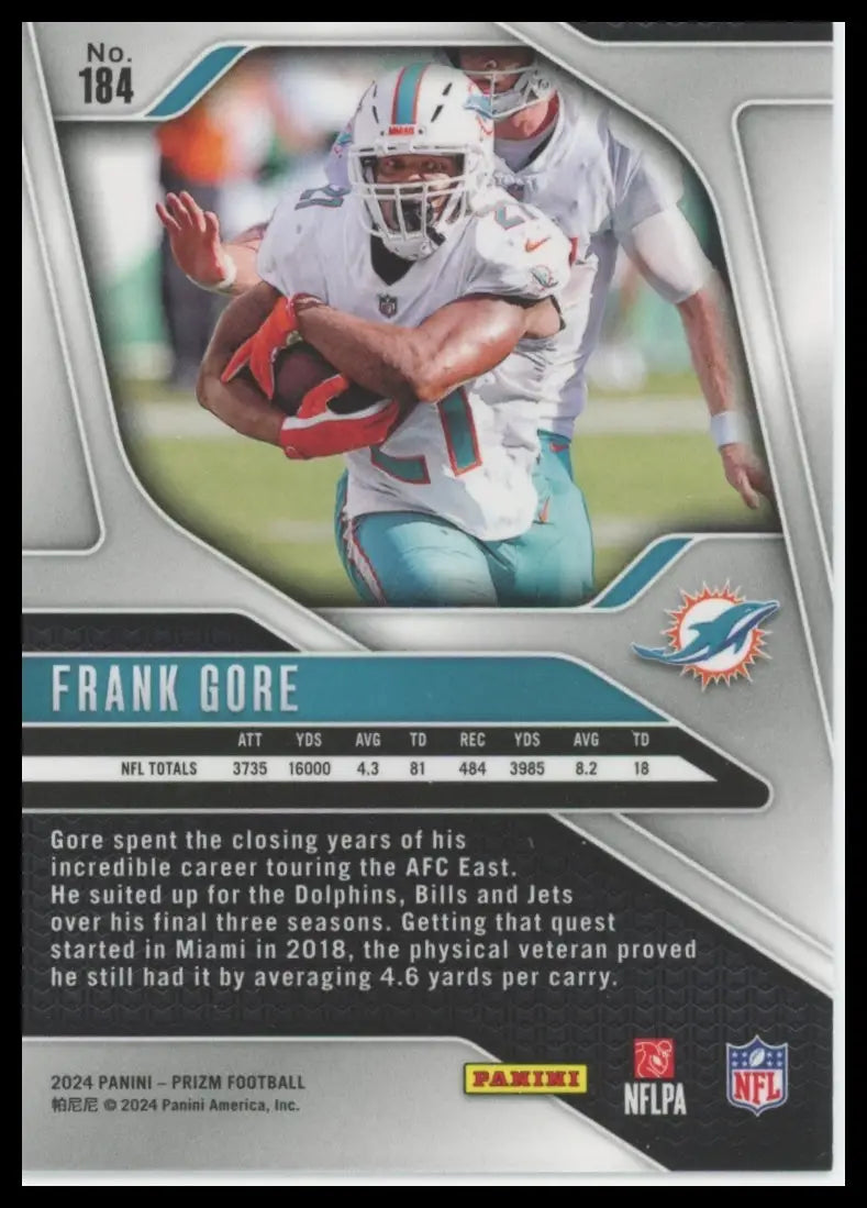 2024 Panini Prizm Frank Gore 184 Miami Dolphins - Football Card Single