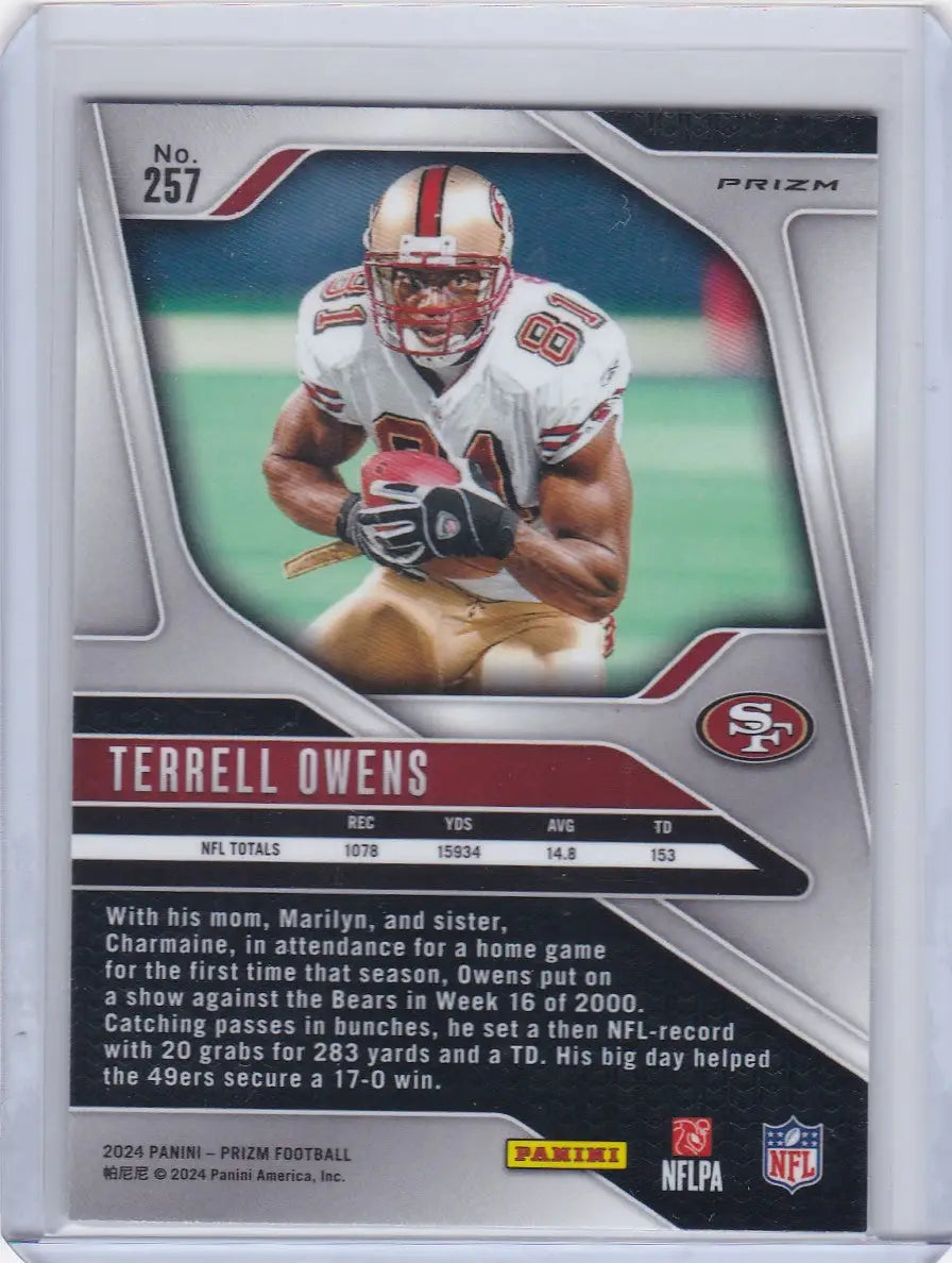 2024 Panini Prizm Green Wave #257 Terrell Owens - San Francisco 49ers - Football Card Single
