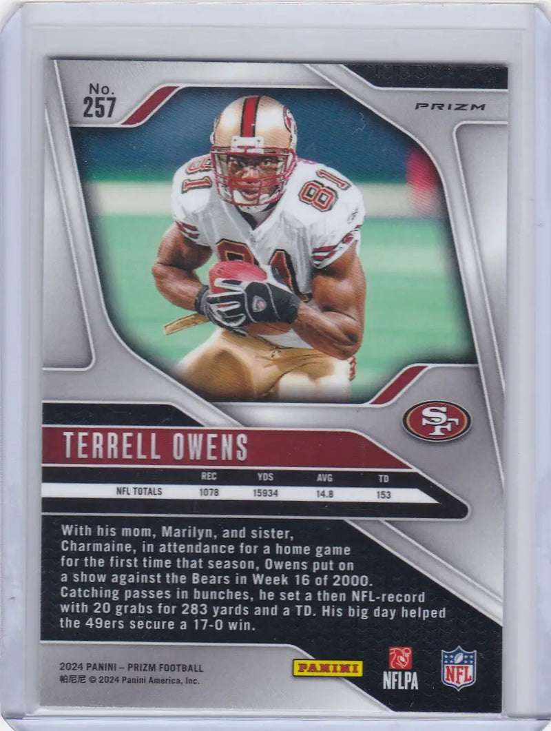 2024 Panini Prizm Green Wave #257 Terrell Owens - San Francisco 49ers - Football Card Single