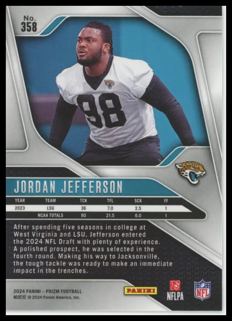 2024 Panini Prizm Jordan Jefferson RC 358 Jacksonville Jaguars NM - Football Card Single