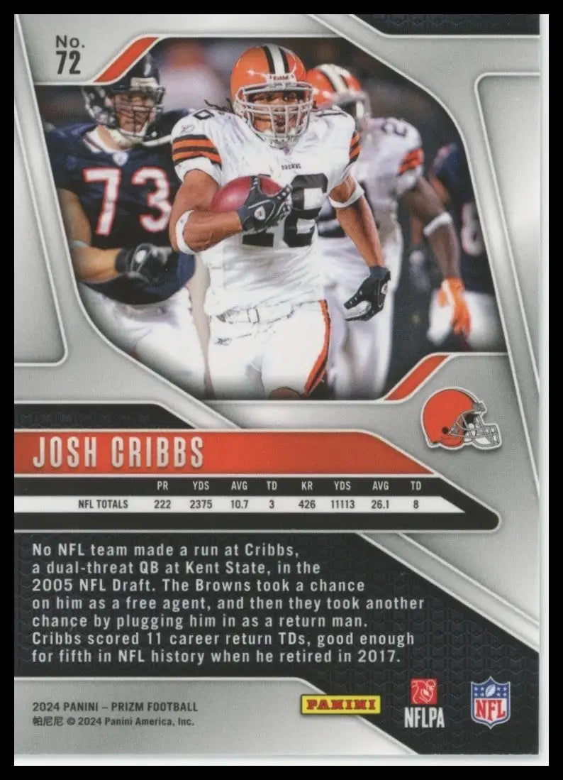 2024 Panini Prizm Josh Cribbs #72 Cleveland Browns Football Card NFL Sports