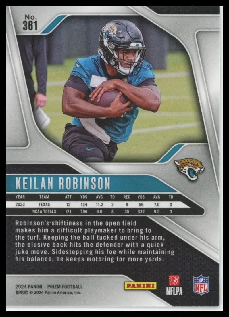 2024 Panini Prizm Keilan Robinson Rookie #361 Jacksonville Jaguars Football Card - Football Card Single