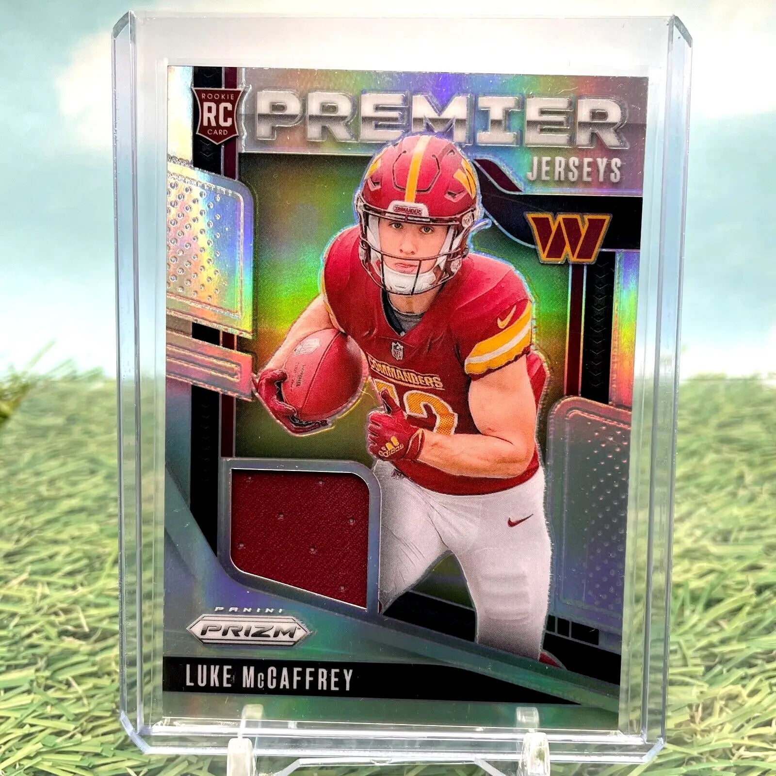 2024 Panini Prizm Luke McCaffrey Rookie Premier Jerseys #PJ-LMY Washington (RC) - Football Card Single
