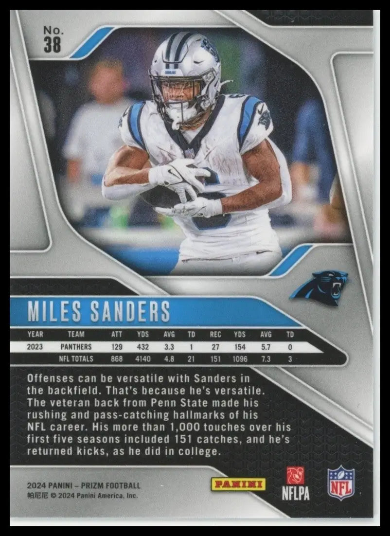 2024 Panini Prizm Miles Sanders #38 Carolina Panthers Football Card NFL Sports