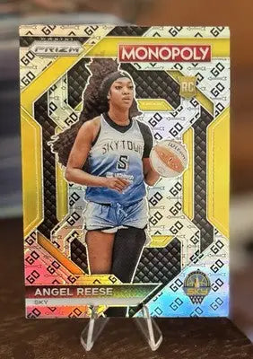 Angel Reese basketball trading card from Panini Prizm Monopoly Pass & Go Silver series