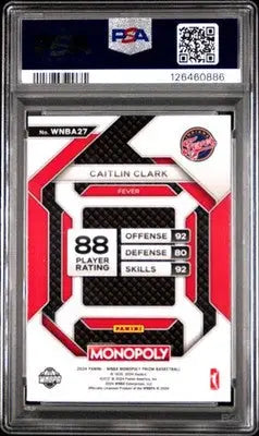 2024 Panini Prizm Monopoly Wnba Insert #27 Caitlin Clark Insert PSA 8 - Basketball Card Single