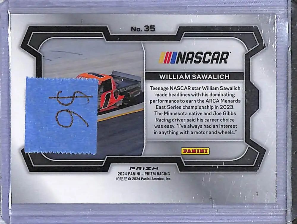 2024 Panini Prizm NASCAR Green #35 William Sawalich NM-MT RC Rookie - Racing Card Single