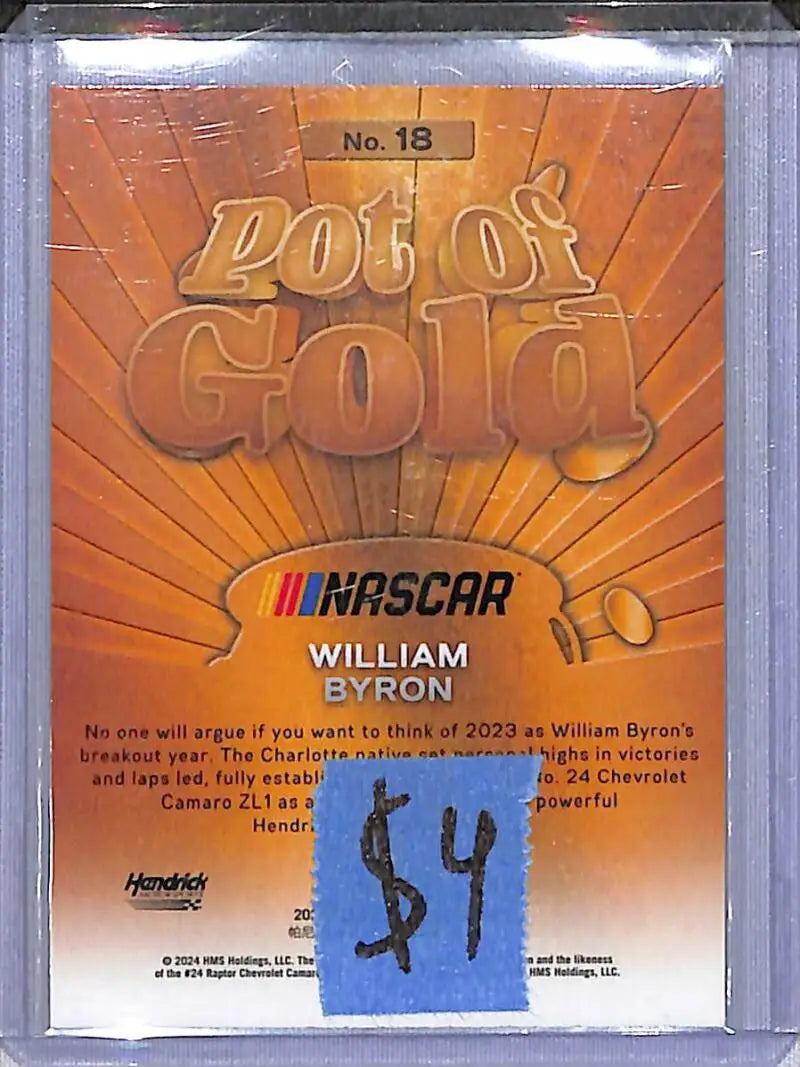 2024 Panini Prizm NASCAR Pot of Gold #18 William Byron NM-MT - Racing Card Single