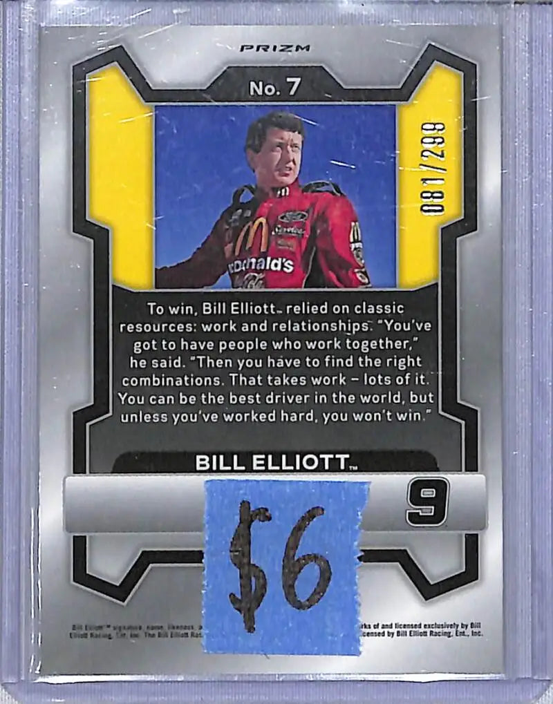 2024 Panini Prizm NASCAR Red #7 Bill Elliott NM-MT 81/299 - Racing Card Single