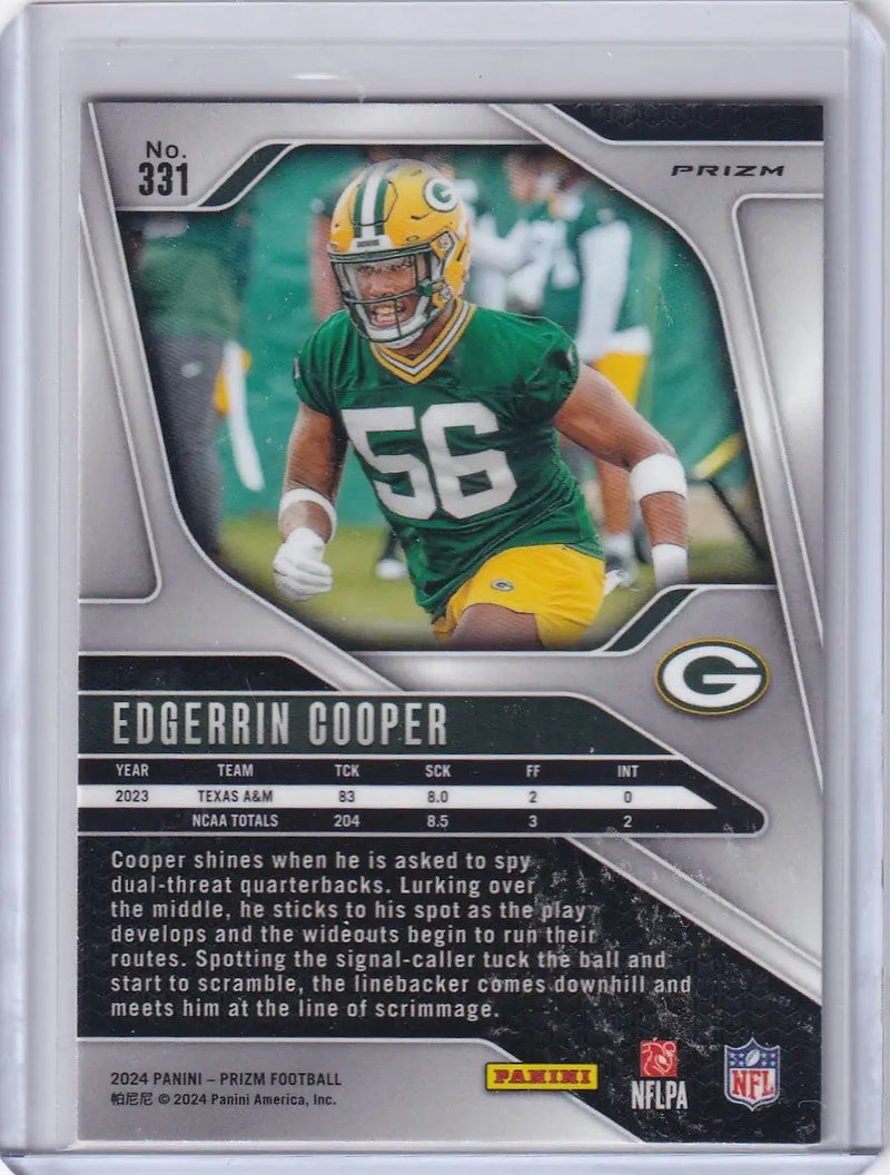 2024 Panini Prizm Orange Lazer #331 Edgerrin Cooper - Packers - Football Card Single