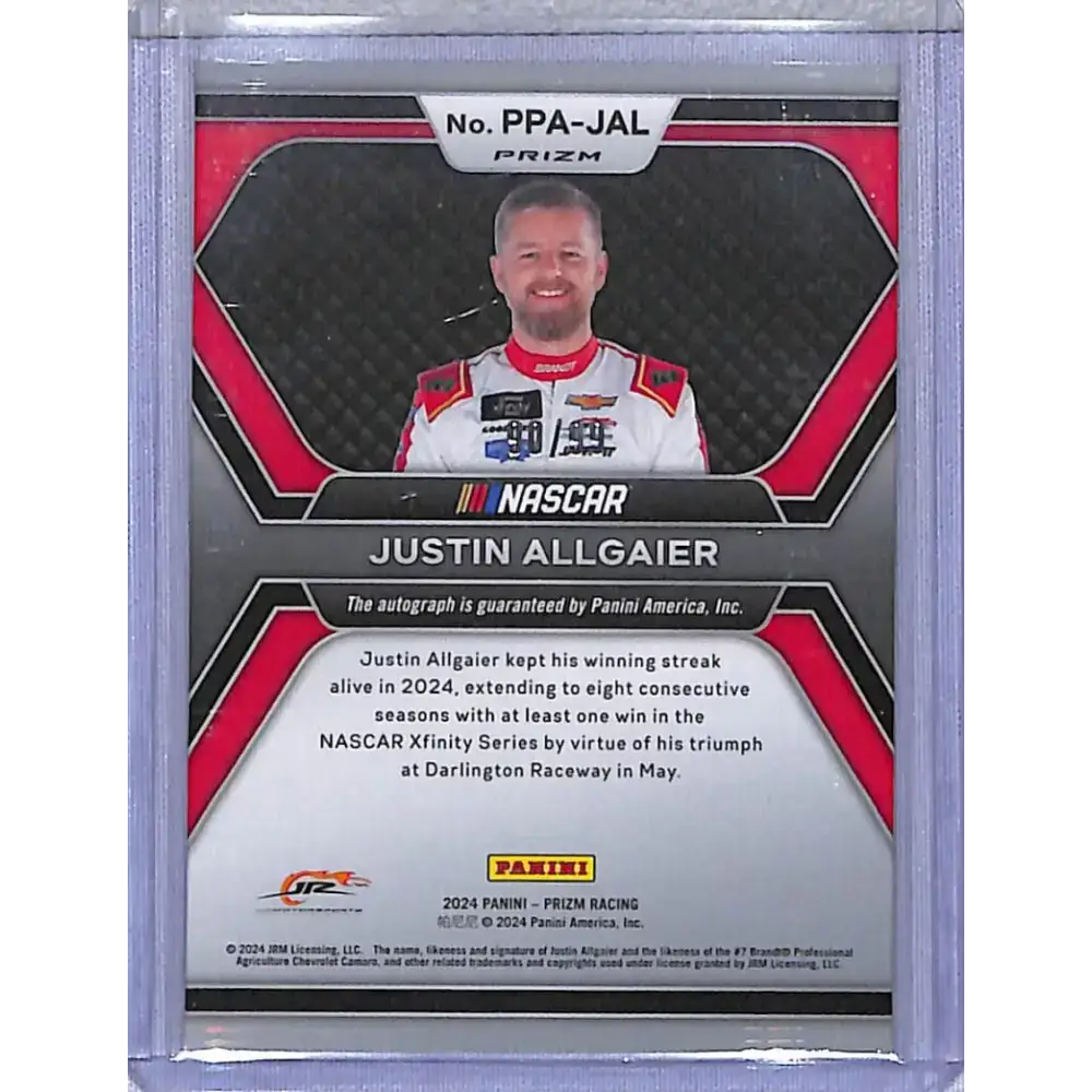 2024 Panini Prizm Patented Penmanship Red #PPA-JAL Justin Allgaier NM-MT Auto - Racing Card Single