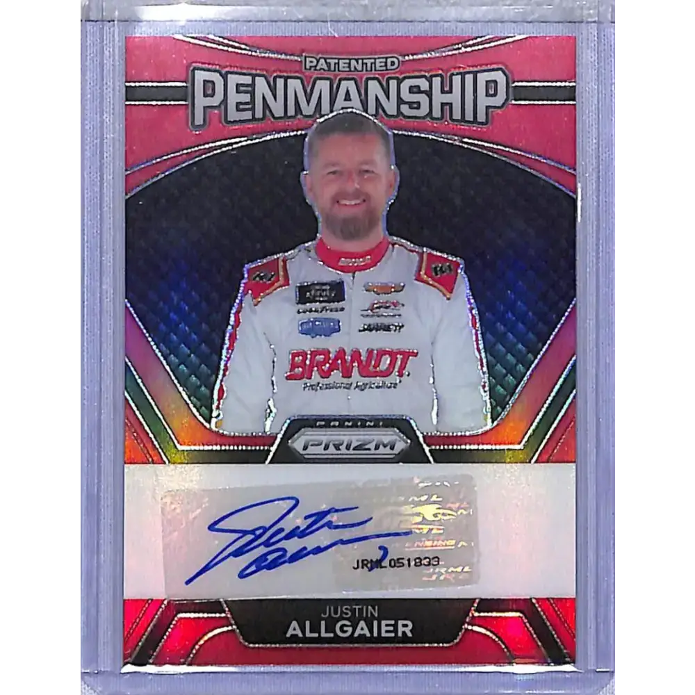 2024 Panini Prizm Patented Penmanship Red #PPA-JAL Justin Allgaier NM-MT Auto - Racing Card Single