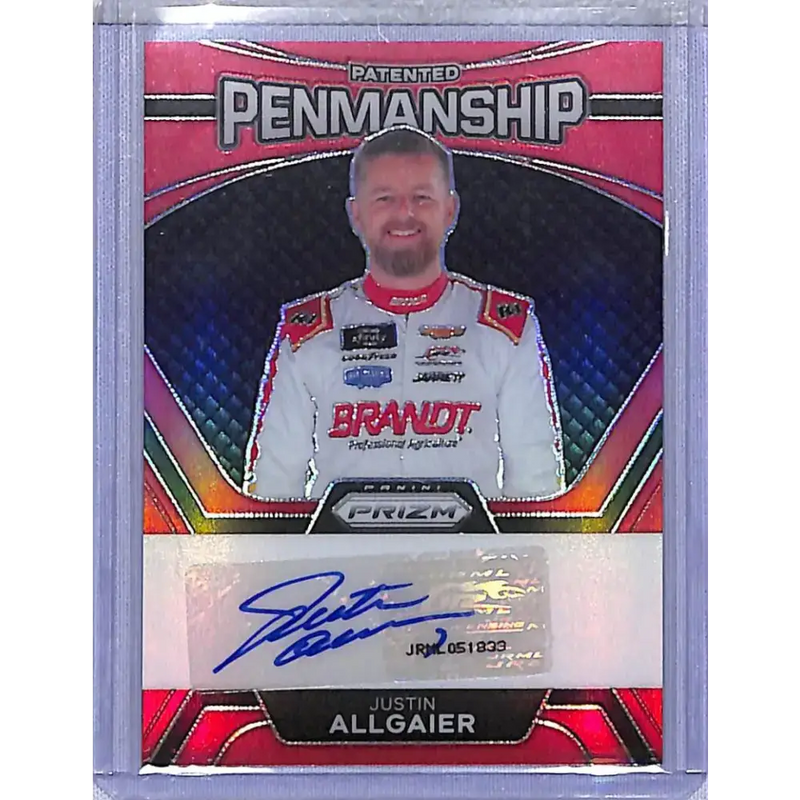 2024 Panini Prizm Patented Penmanship Red #PPA-JAL Justin Allgaier NM-MT Auto - Racing Card Single