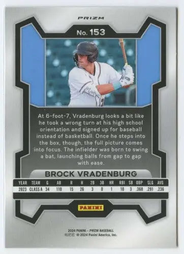 2024 Panini Prizm Prizms Blue Ice #153 Brock Vradenburg NM-MT Marlins ID:76491 - Baseball Card Single
