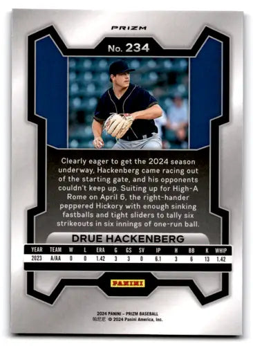 2024 Panini Prizm Prizms Blue Ice #234 Drue Hackenberg NM-MT Braves ID:76494 - Baseball Card Single