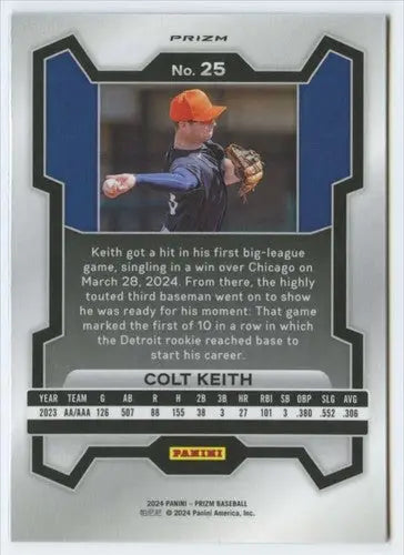 2024 Panini Prizm Prizms Blue Ice #25 Colt Keith NM-MT Tigers ID:76484 - Baseball Card Single