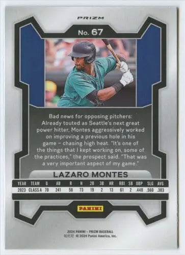 2024 Panini Prizm Prizms Blue Ice #67 Lazaro Montes NM-MT Mariners ID:76486 - Baseball Card Single