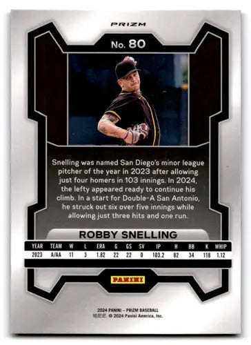 2024 Panini Prizm Prizms Blue Ice #80 Robby Snelling NM-MT Padres ID:76487 - Baseball Card Single