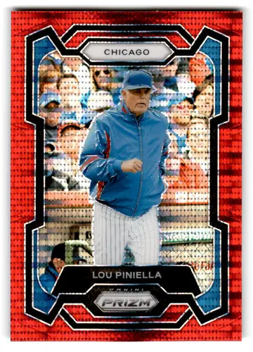 Lou Piniella baseball card from Panini Prizm Red Pulsar 2024 collection with original gloss