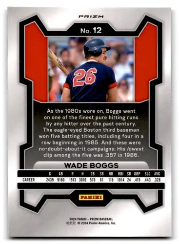2024 Panini Prizm Prizms Silver #12 Wade Boggs NM-MT Red Sox ID:76496 - Baseball Card Single