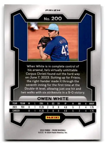 2024 Panini Prizm Prizms Silver #200 Owen White NM-MT Rangers ID:76503 - Baseball Card Single