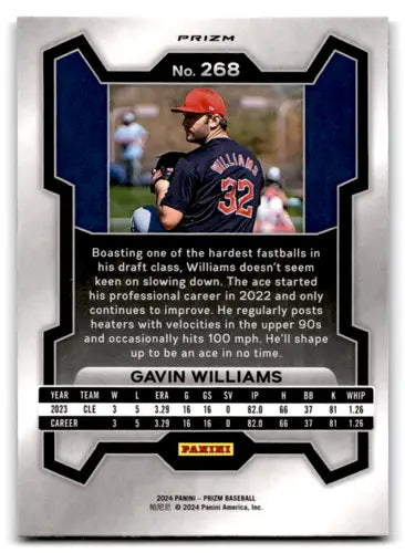 2024 Panini Prizm Prizms Silver #268 Gavin Williams NM-MT Guardians ID:76506 - Baseball Card Single