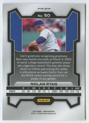 2024 Panini Prizm Prizms Silver #50 Nolan Ryan NM-MT Rangers ID:78646