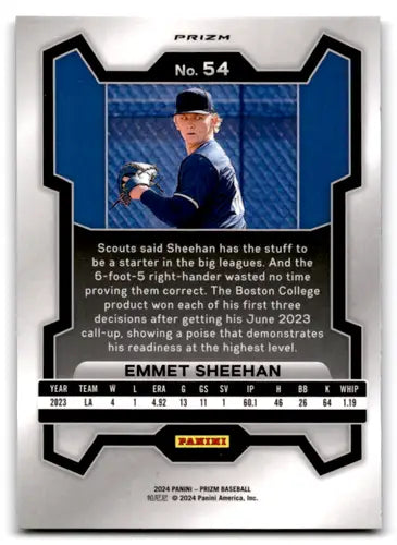 2024 Panini Prizm Prizms Silver #54 Emmet Sheehan NM-MT Dodgers ID:76497 - Baseball Card Single