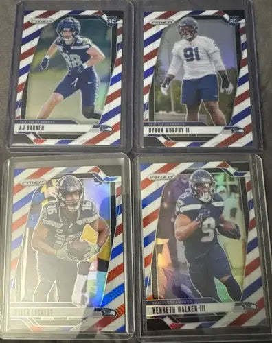 2024 Panini Prizm Red White & Blue Prizm Seahawks 4 Card Lot. - Football Card Single